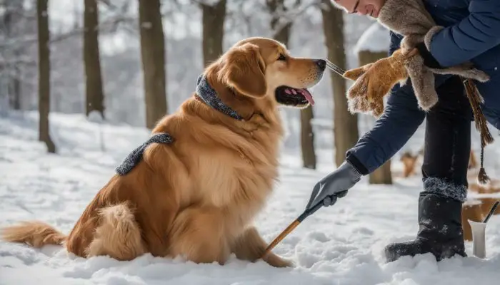 How to brush a golden retriever in the winter?